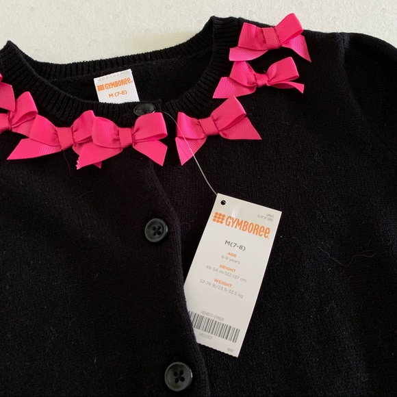 Gymboree Black Cardigan with Pink Bows NWT - Picture 2 of 5